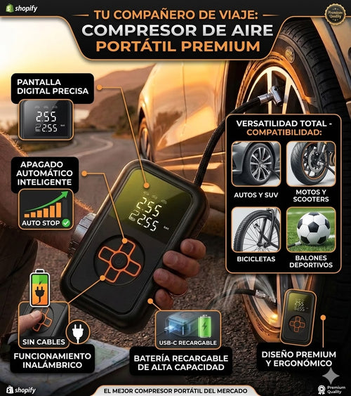 AirPump Pro™ | Compresor de Aire Inalámbrico Recargable