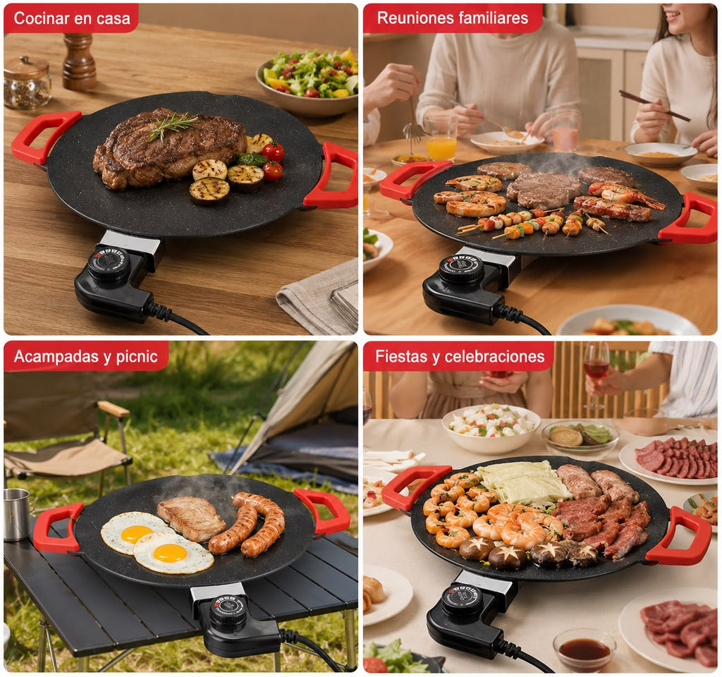GrillMaster™ | Plancha Eléctrica Redonda 36 cm para Parrilla