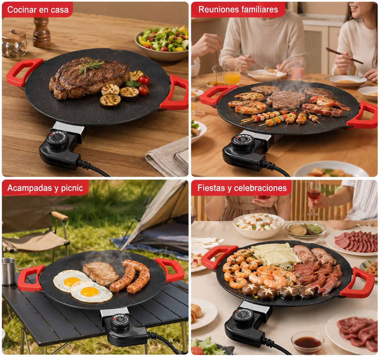 GrillMaster™ | Plancha Eléctrica Redonda 36 cm para Parrilla