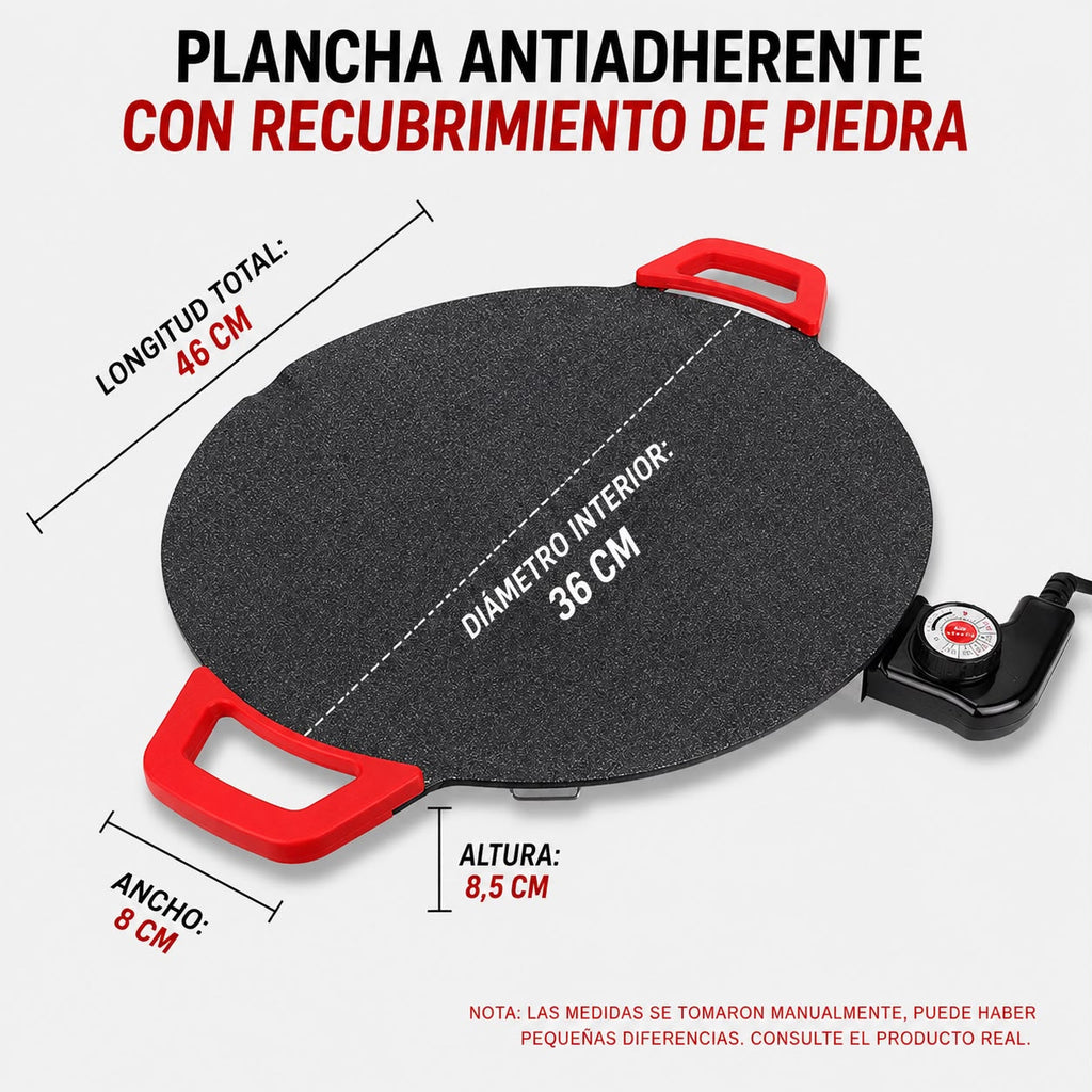 GrillMaster™ | Plancha Eléctrica Redonda 36 cm para Parrilla
